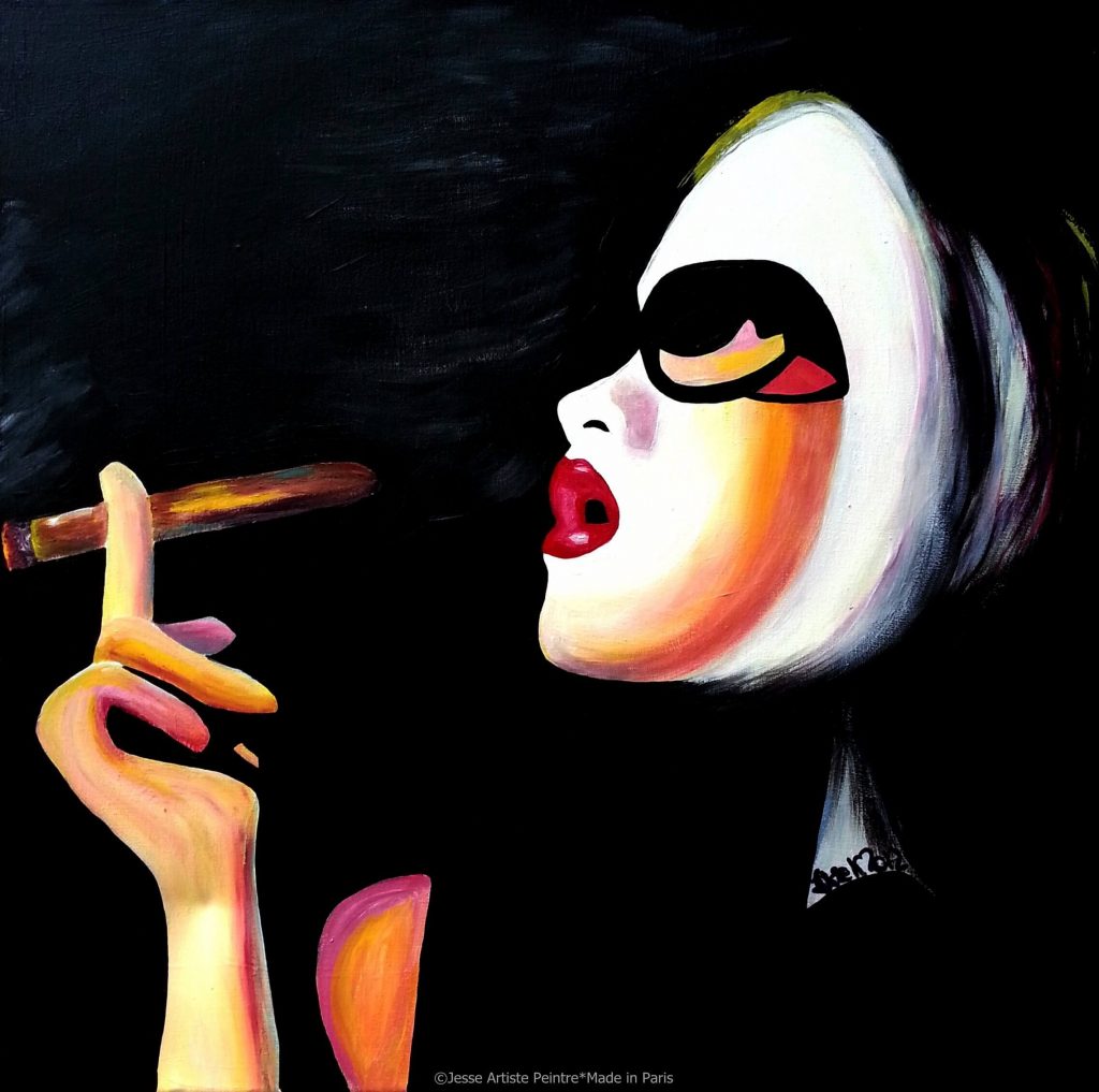 artiste peintre paris, pop art paris, red painting, blonde painting, cigar painting
